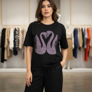Swarovski crystal swans Tee